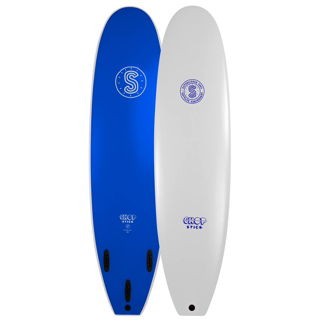 Softlite Soft Surfboards Chop Stick 7'6 Softboard  Cool Grey / Neon Blue